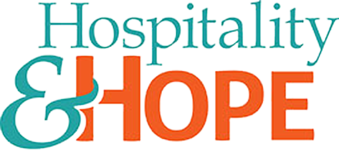 The Hospitality and Hope logo written in green and orange font.