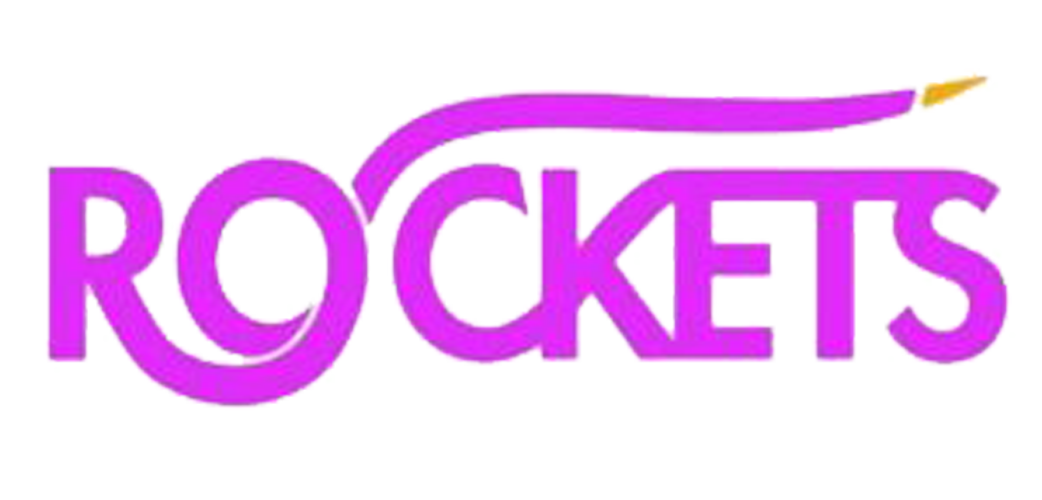 Rockets charity logo in a dark pink colour.