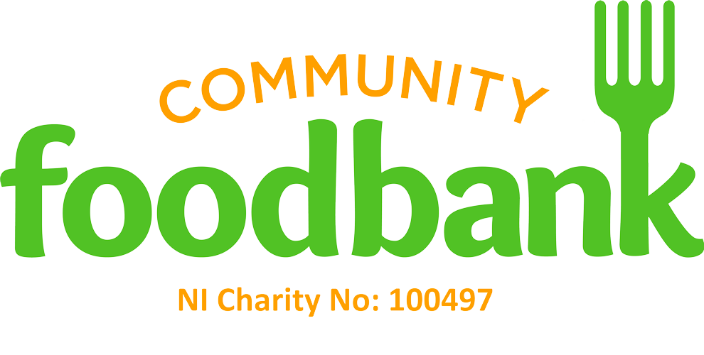 Community foodbank logo with a fork merged into the letter k.