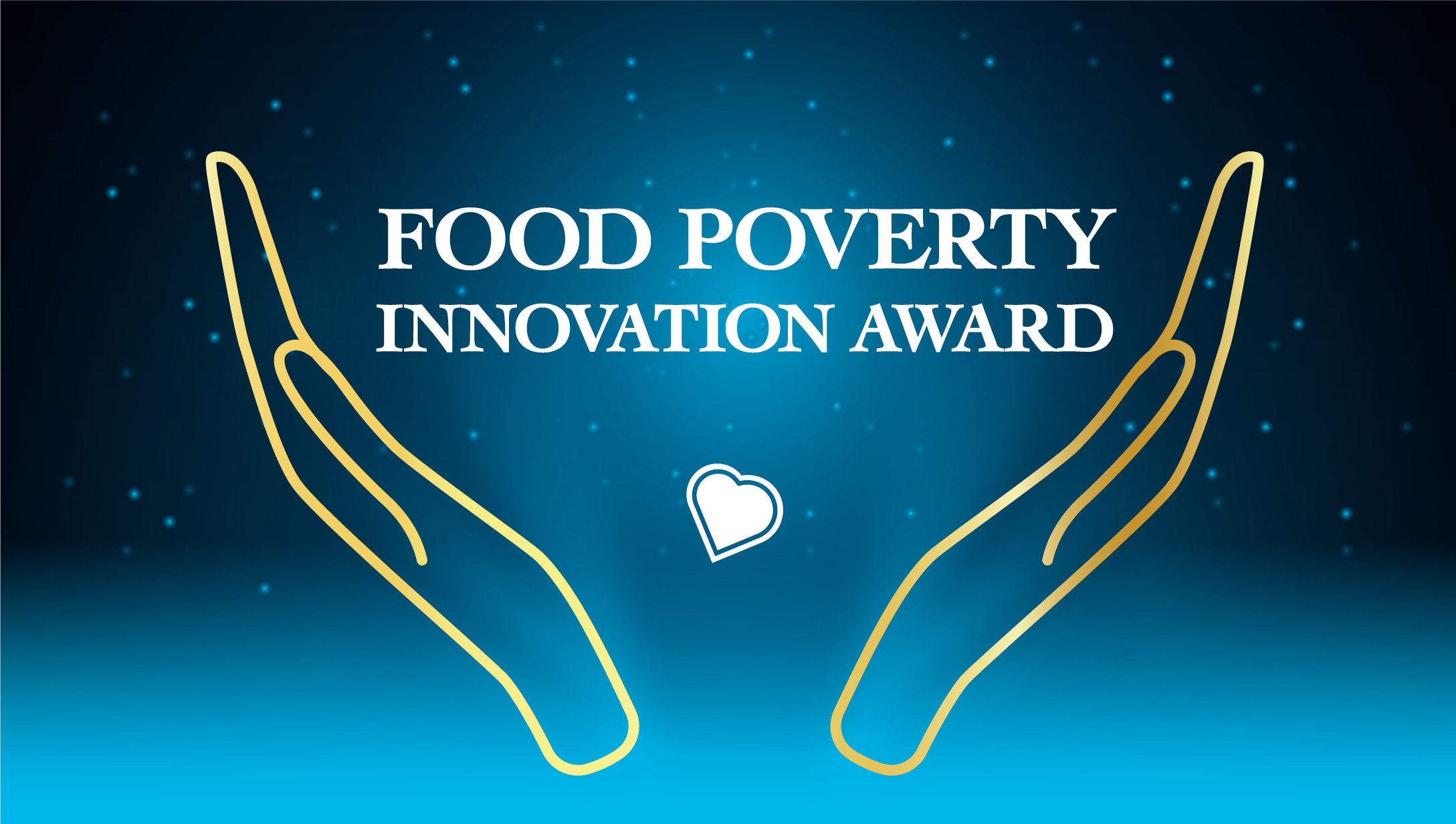 The Bounceback Food Food Poverty Innovation Award logo, two hands open with the Bounceback heart logo inside.